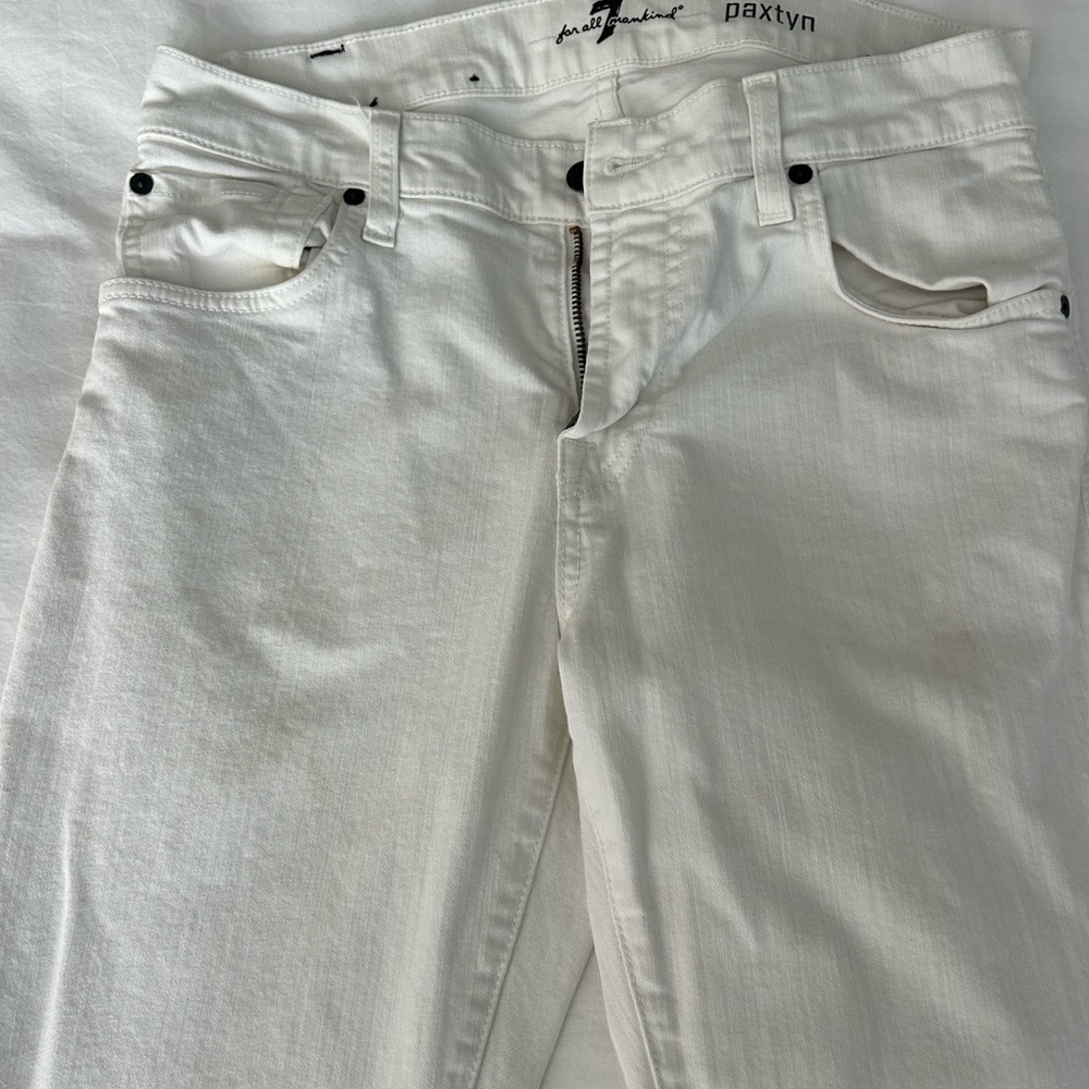 7 For All Mankind Men's Skinny Jeans in White